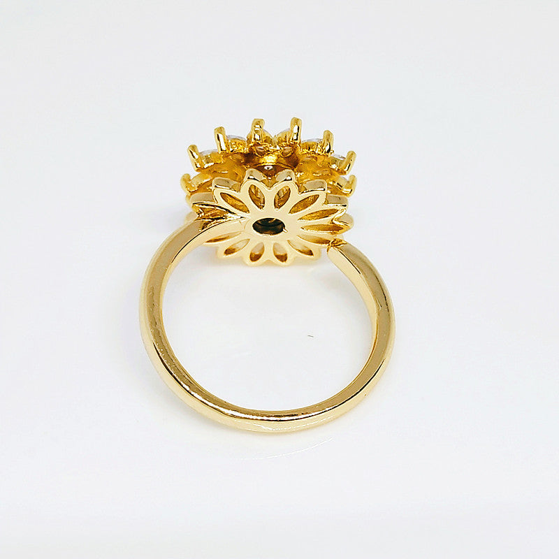 Rotating SUNFLOWER Full Diamond Sunflower Ring